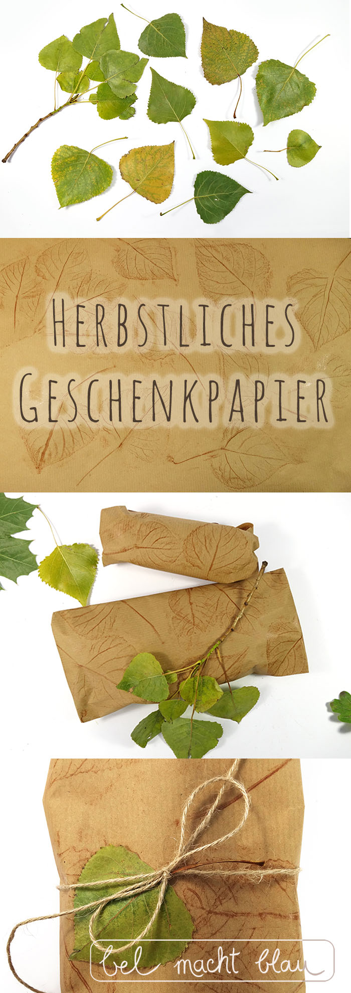 DIY - Herbstliches Geschenkpapier mit Blätterprint - kinderleicht!